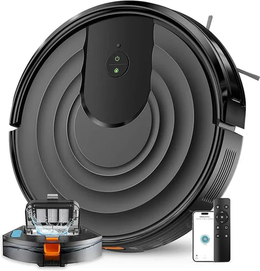 2-in-1 Robot Vacuum and Mop Combo – 5000Pa Suction, 650mL Dustbin, Smart Scheduling, WiFi/App/Alexa Control, Self-Charging, Ultra-Slim & Quiet for Pet Hair, Hard Floors, and Carpets