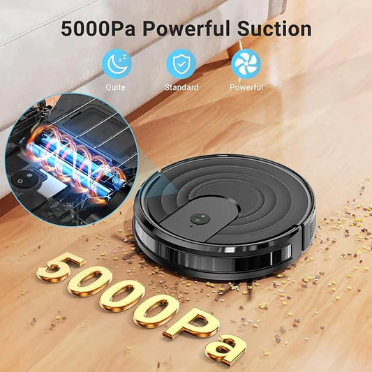 2-in-1 Robot Vacuum and Mop Combo – 5000Pa Suction, 650mL Dustbin, Smart Scheduling, WiFi/App/Alexa Control, Self-Charging, Ultra-Slim & Quiet for Pet Hair, Hard Floors, and Carpets