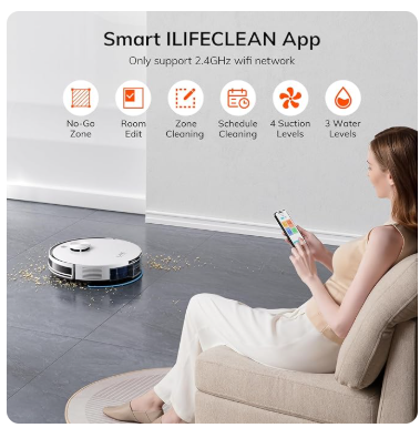 A30 Pro Robot Vacuum and Mop, Self Emptying Station for 60 Days, 5000Pa Suction, LiDAR Navigation, No-Go Zones, 2.4G WiFi/App/Alexa/Remote Control, Roller Brush for Carpet, Hard Floors, 110V