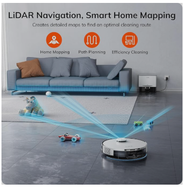 A30 Pro Robot Vacuum and Mop, Self Emptying Station for 60 Days, 5000Pa Suction, LiDAR Navigation, No-Go Zones, 2.4G WiFi/App/Alexa/Remote Control, Roller Brush for Carpet, Hard Floors, 110V